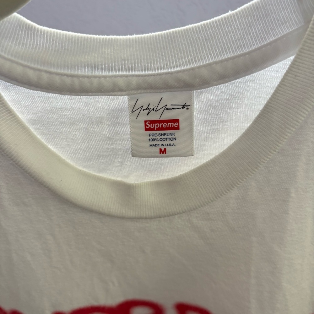 SUPREME x YOHJI YAMAMOTO sz M White Cotton Tshirt Short Sleeve Tee - Picture 2 of 9
